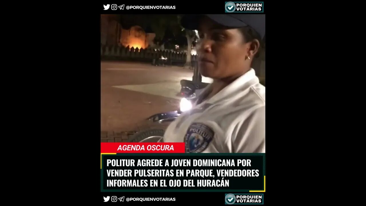 ⚡️POLITUR AGREDE A JOVEN DOMINICANA POR VENDER PULSERITAS EN PARQUE