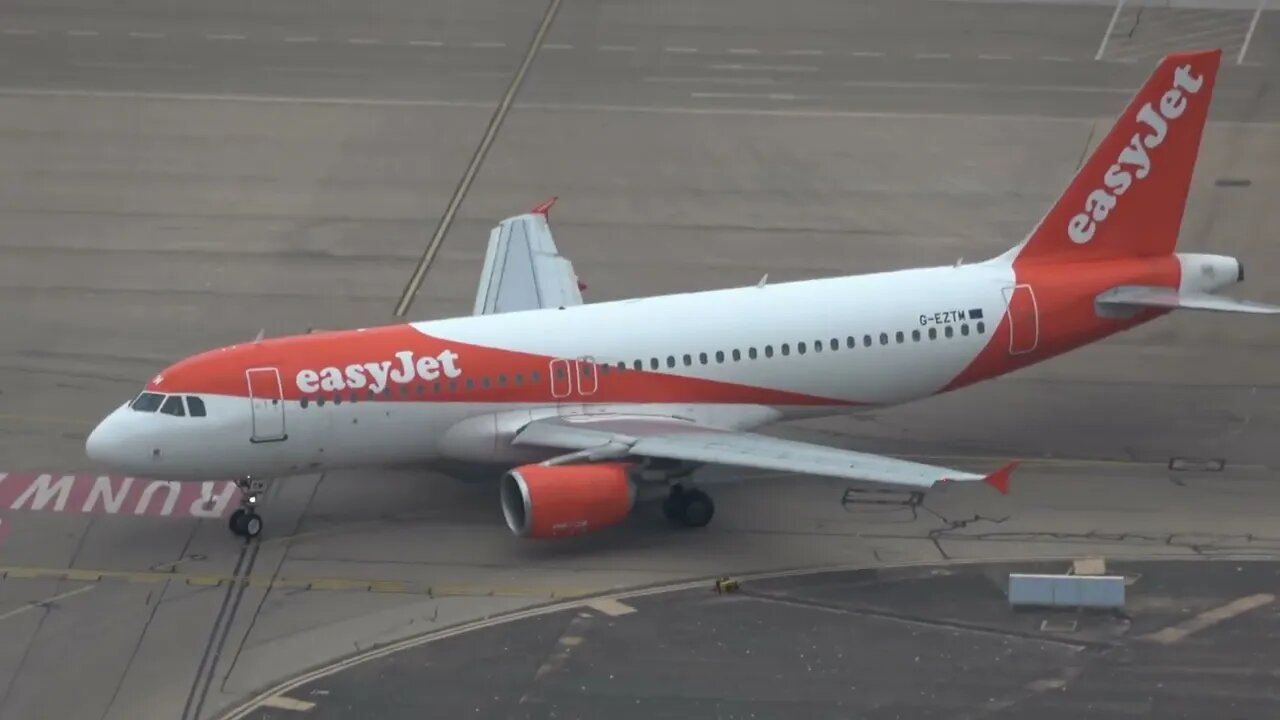 easyJet departs Gibraltar for Manchester, Extended Version, Taxi and Take Off