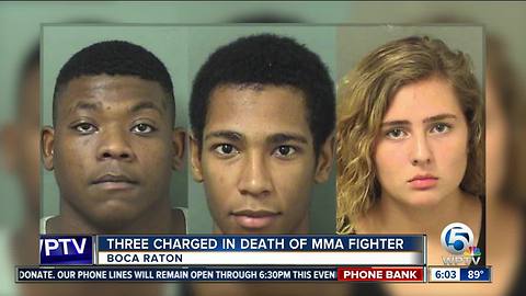 Teen girl, 2 men charged in MMA fighter's homicide