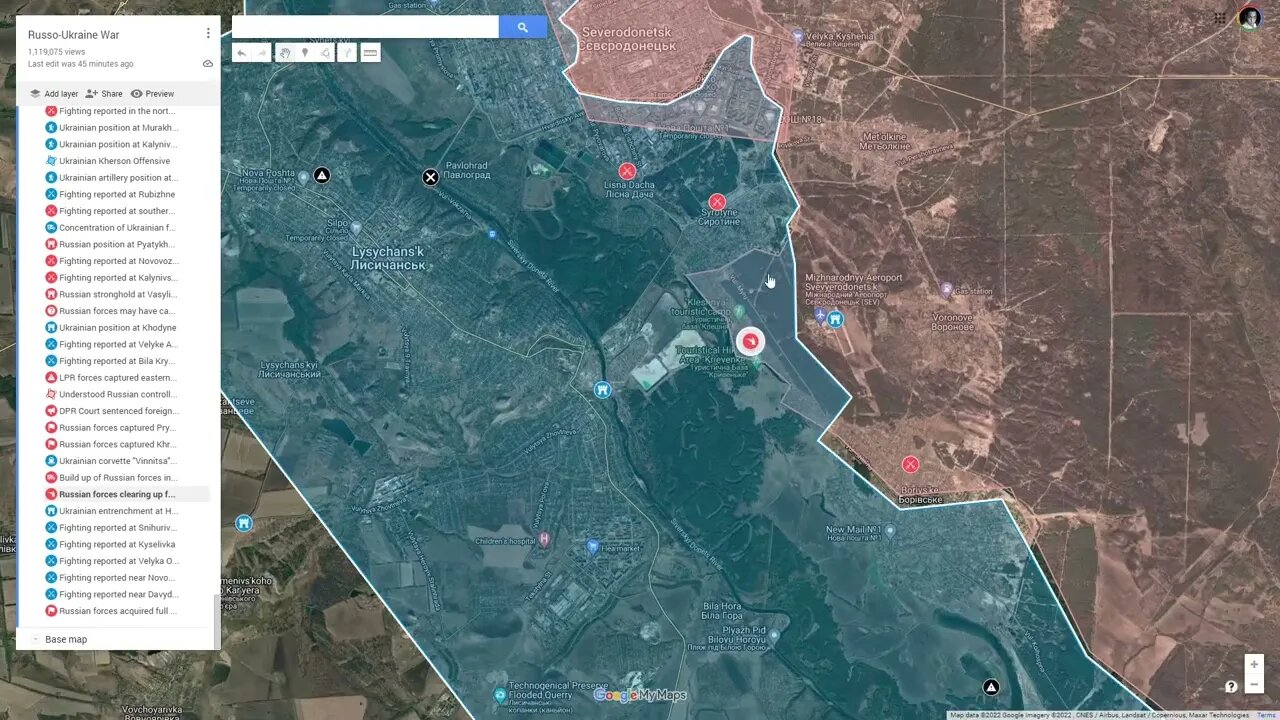 [ Luhansk Front ] Russian forces "mopping up" forest & summer villages behind Severodonetsk Airport