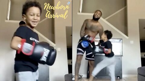 Chris Sails & Queen Naija's Son CJ Try Out New Gloves On Daddy! 🥊