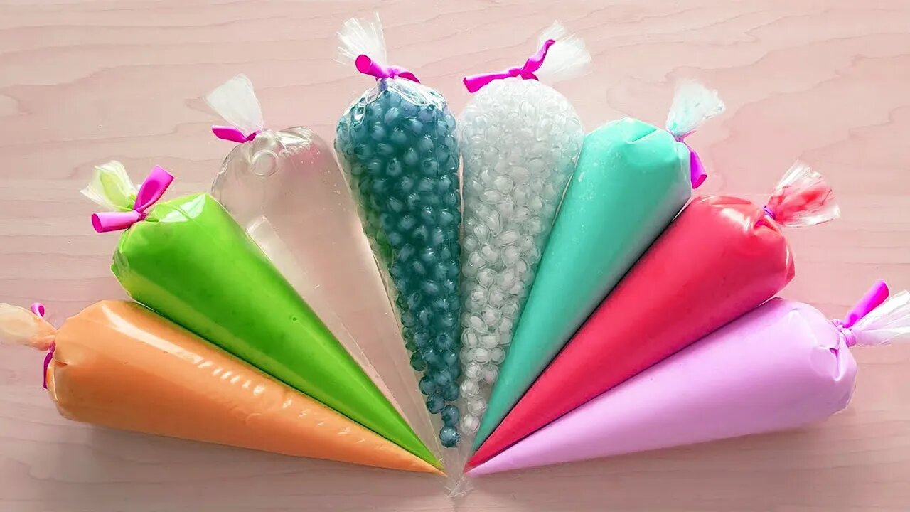 Making Crunchy Slime with Piping Bags #225