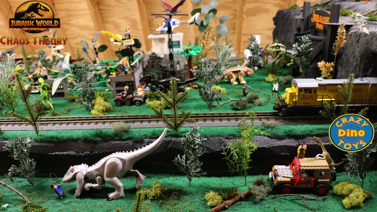 Custom Built Lego Jurassic World Train Set Part #2 Chaos Theory Dinosaur Toys Unboxed Spinosaurus