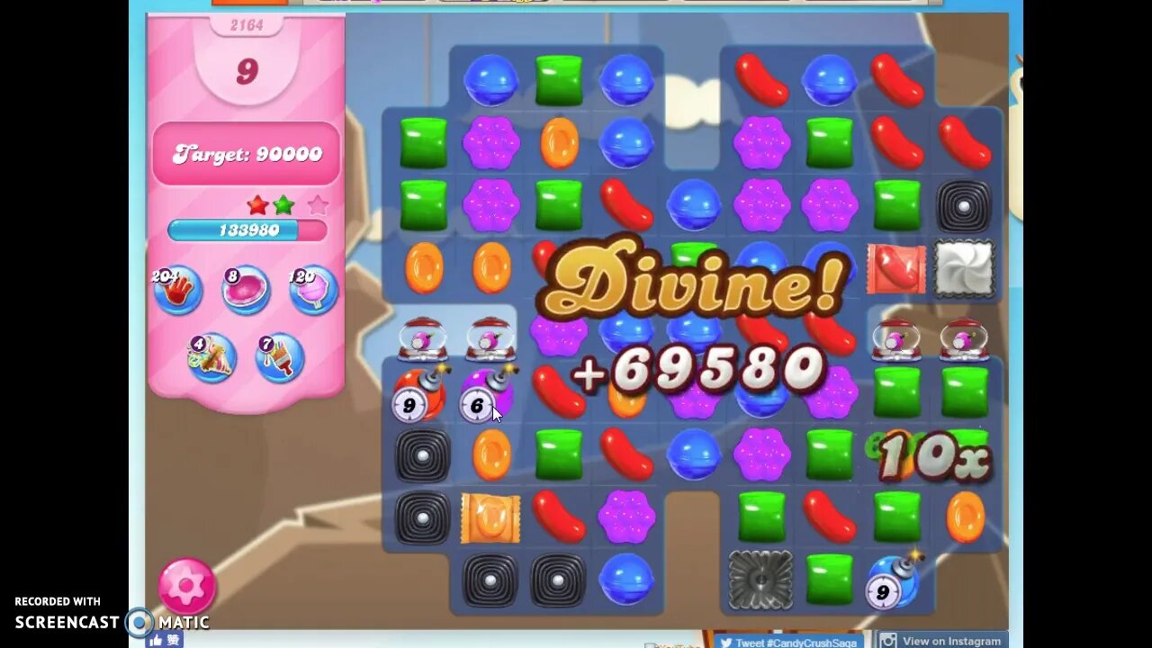 Candy Crush Level 2164 Audio Talkthrough, 3 Stars 0 Boosters