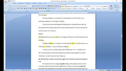 English A Class IV 18 01 2021