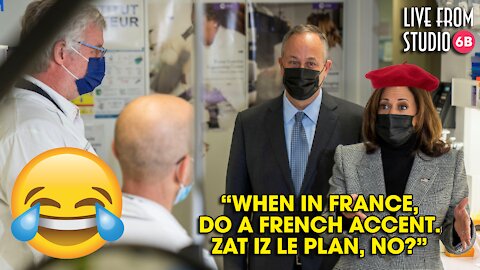 CRINGE! Kamala Harris Does French Accent to French Scientists!!