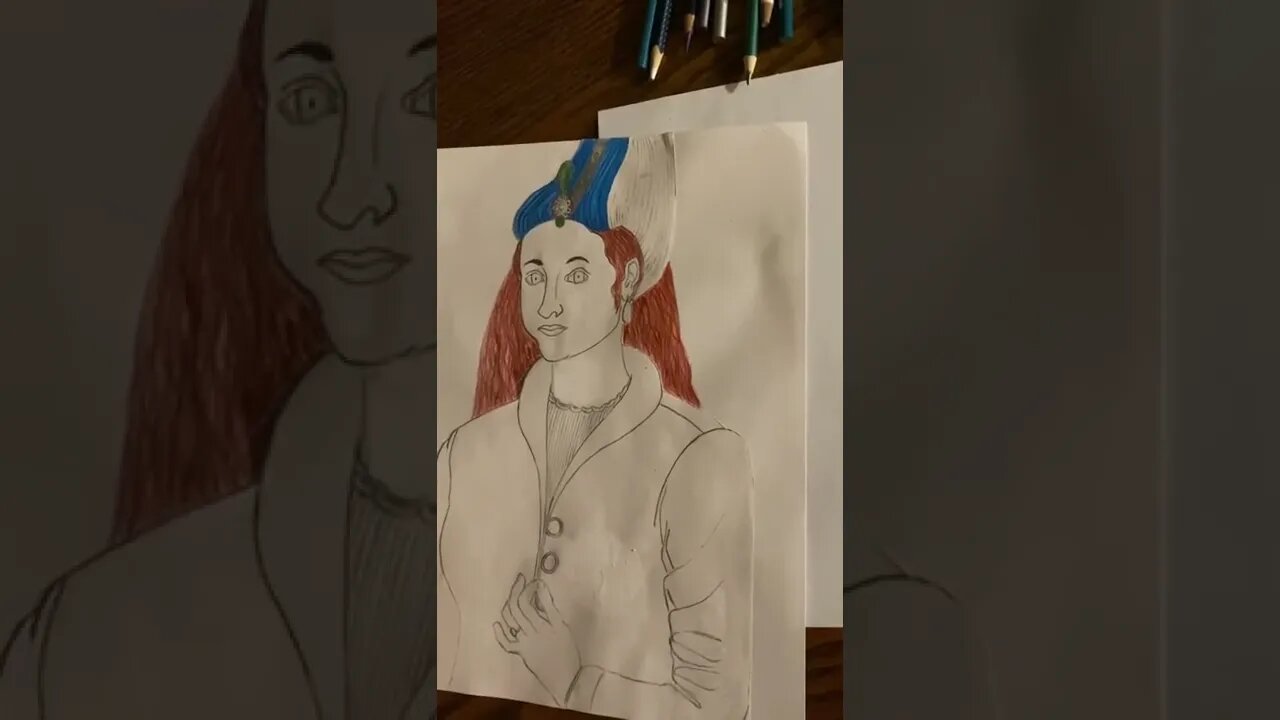Working on The Hurrem Sultan Colored Pencil Drawing