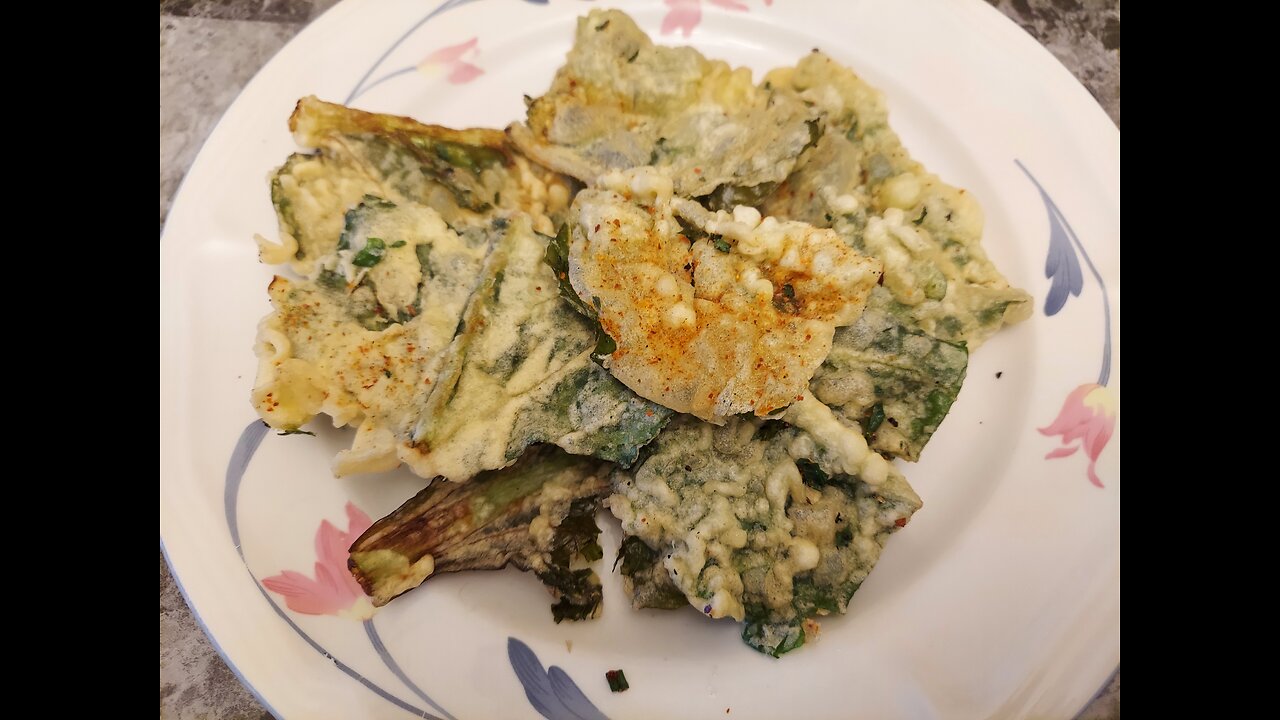 Deep fried Swiss chard and smelt