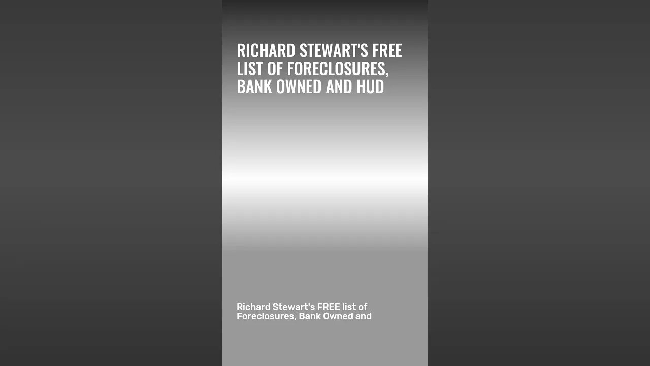 Kalamazoo Realtor Richard Stewart's FREE list of Foreclosures,Bank Owned & HUD homes REO Specialists