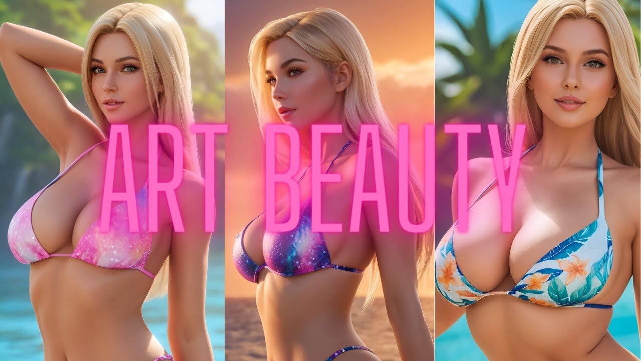 Lovely Sexy Blonde Girls with Big Breasts in Bikinis (3) AI Art Lookbook Part 11