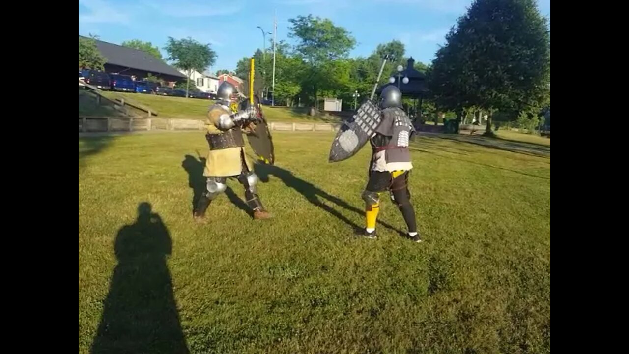 Pocono Shooting Fighting in Yellow with Sword and Shield