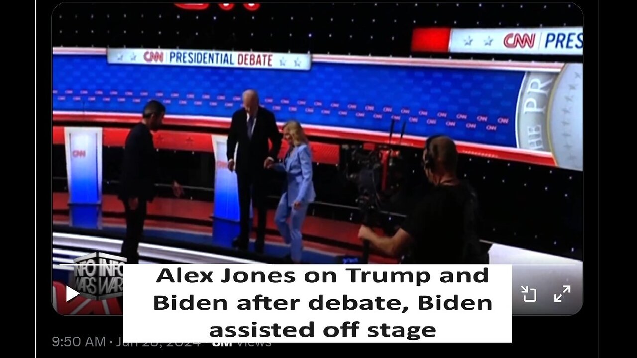 Alex Jones on Biden escorted off debate stage, while Trump simply walks