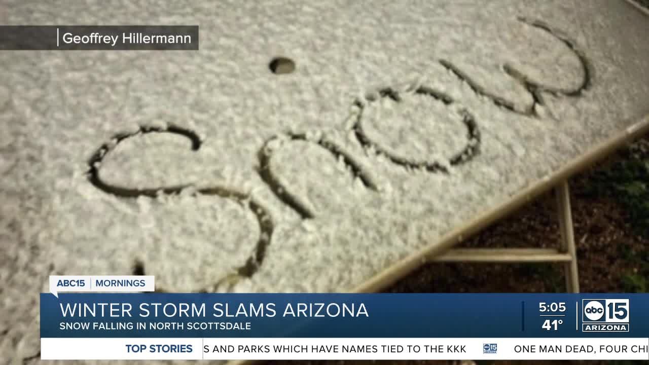 Winter storm slams Arizona with snow