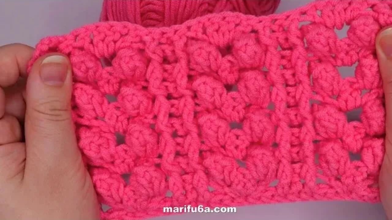 How to crochet popcorn heart stitch for hat or blanket simple tutorial by marifu6a