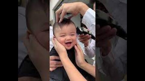 Adorable Babies laughing and haircut