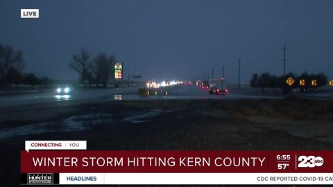 Winter storm hits Kern County, NWS discourages travel through the Grapevine