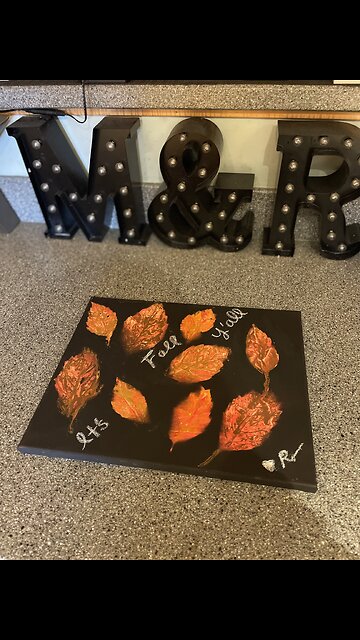 Fall Leaves Black Chalkboard Painting