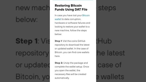 Restoring Bitcoin Funds Using DAT File #cryptomash @BitBoyCrypto @AnthonyPompliano @Hashoshi4