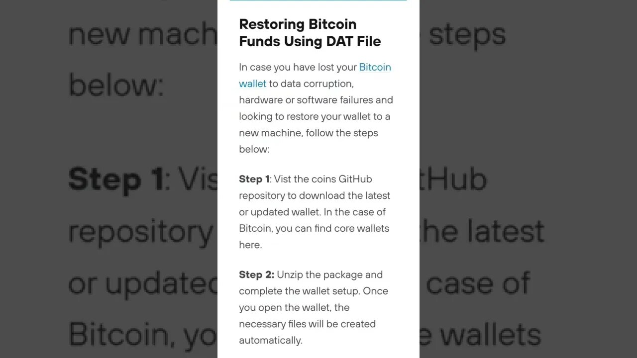 Restoring Bitcoin Funds Using DAT File #cryptomash @BitBoyCrypto @AnthonyPompliano @Hashoshi4