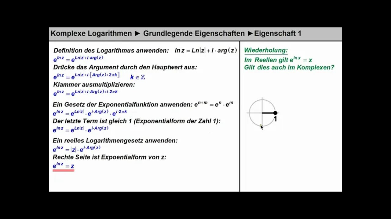 Komplexe mehrwertige Logarithmen ►Eigenschaft 1