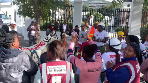 Mining-affected communities rallying outside of Parliament