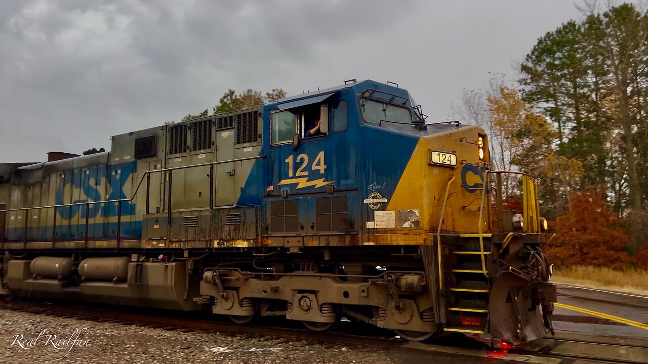 YN2 Leader (CSX 124), Train with Friend, CN and UP - Hinckley Sub