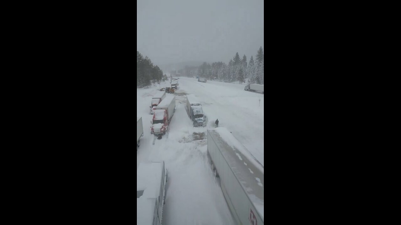 California 2024 Blizzard Insanity - Trucks stuck in snow Drone footage