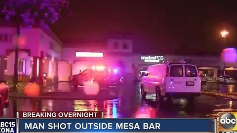 One person hospitalized after early morning shooting outside Mesa bar