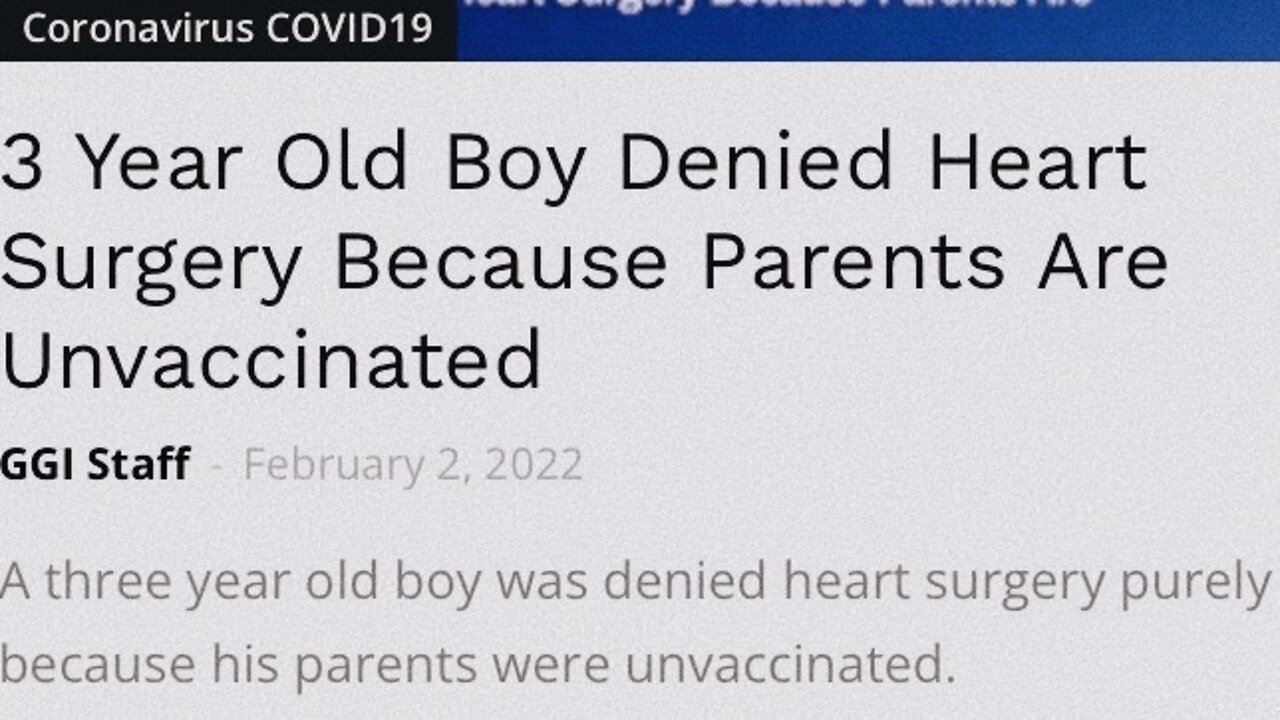 3-YEAR-OLD BOY DENIED HEART SURGERY CAUSE HIS PARENTS AREN’T VACCINATED! | 02.02.2022