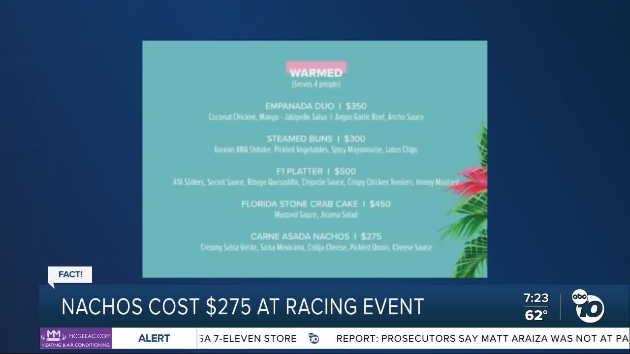 Nachos cost $275 at racing event?