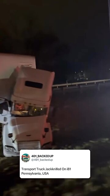 Truck Jackknifed In Pennsylvania USA