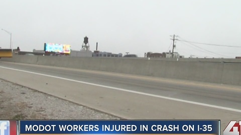 Three MoDOT workers hurt in crash on I-35