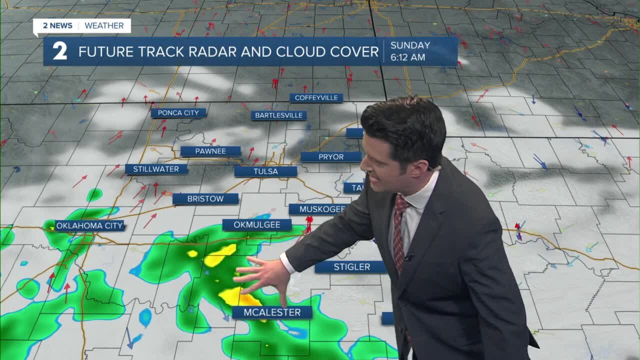 Chance for a few showers south Sunday morning