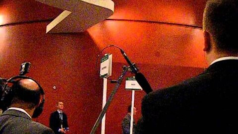 The spin room waiting for the candidates