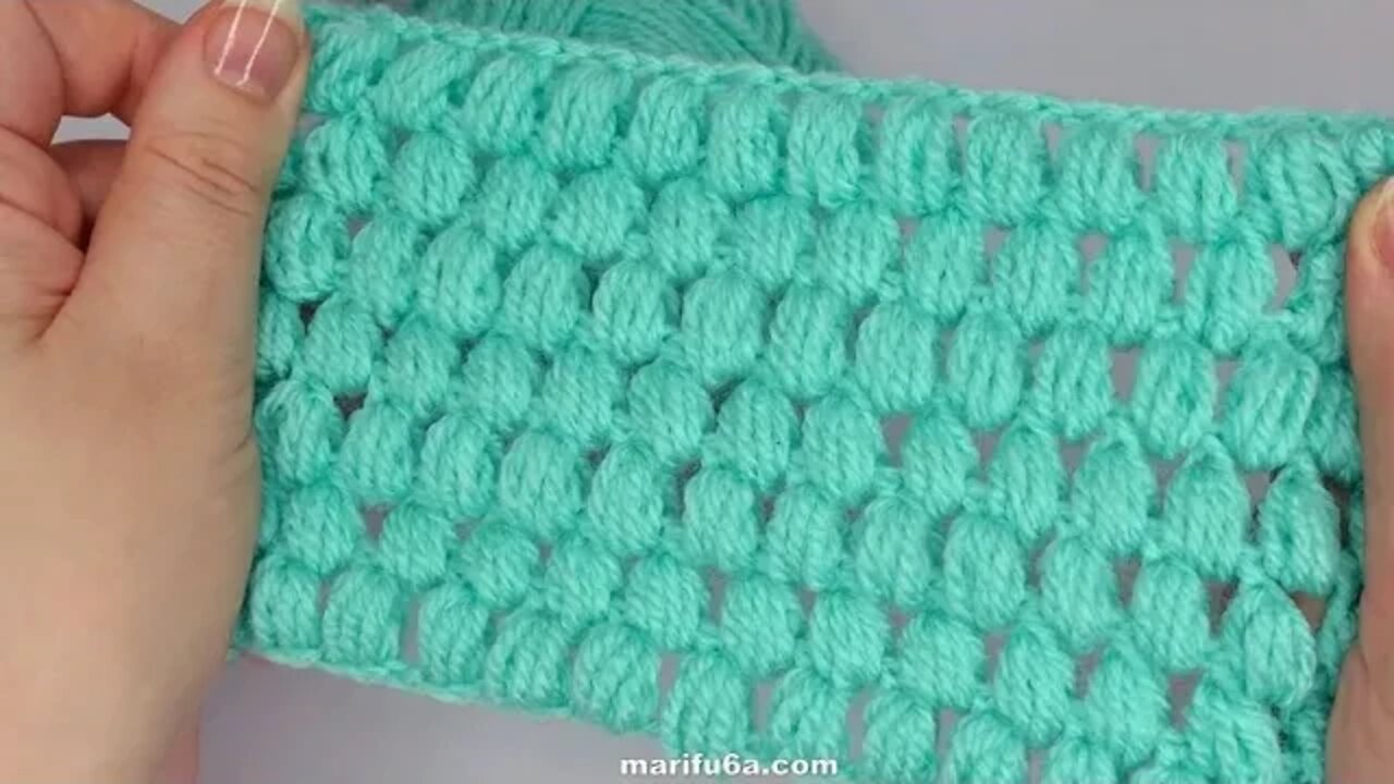 How to crochet puff stitch for blanket simple tutorial by marifu6a