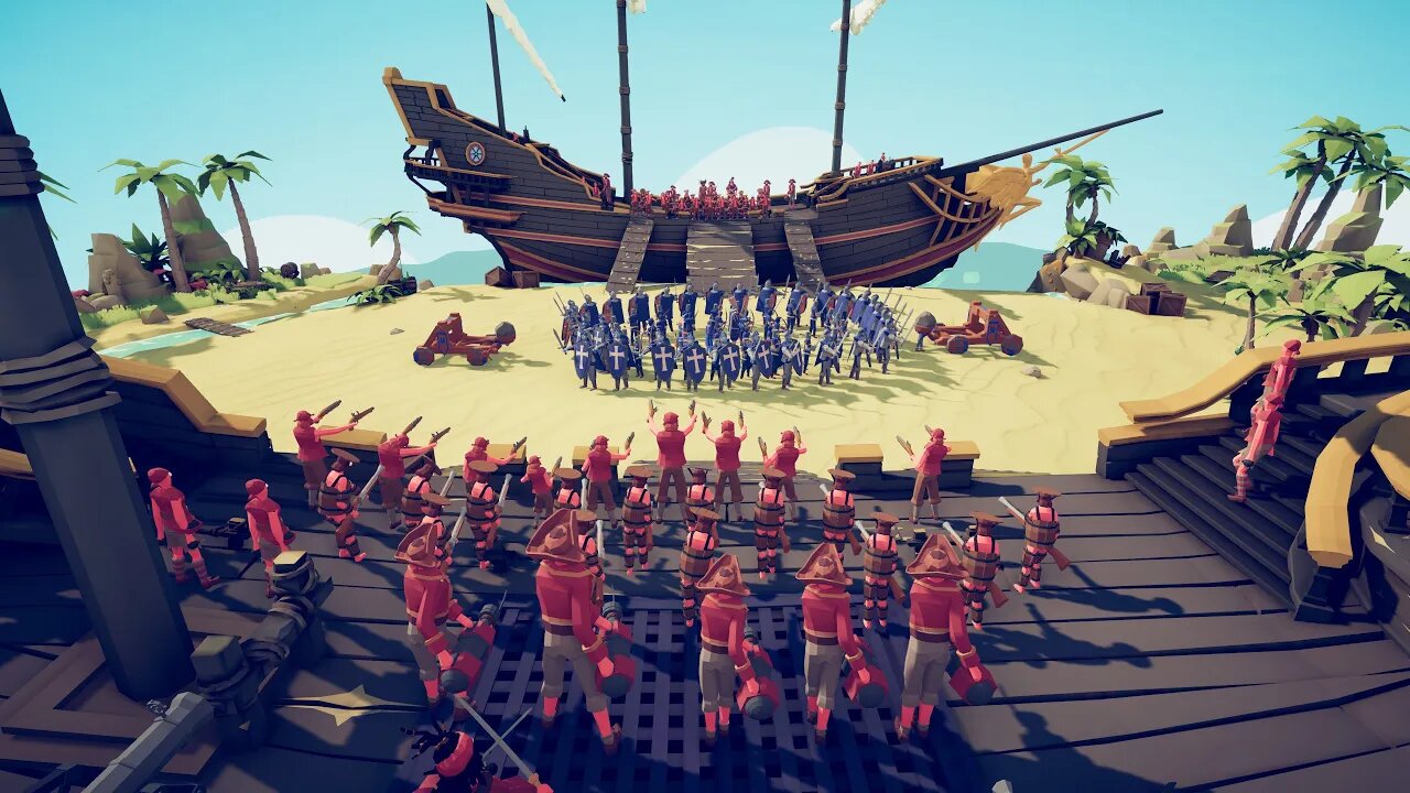 Protect the King ! 100 pirates VS Medieval Units. Tottaly Accurrate battle Simulator TABS