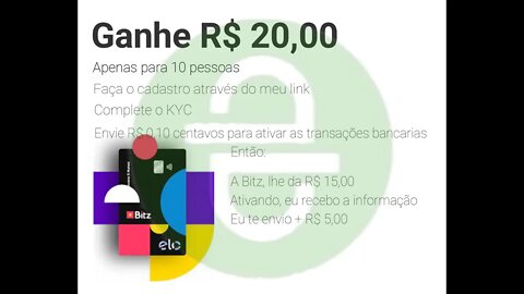 Fintech - Bitz - Não fez a Bitz - Ganhe R$ 20 reais, indique e ganhe até R$ 150 reais