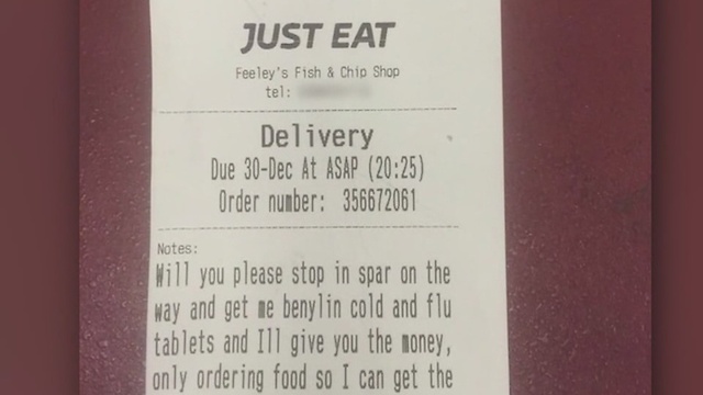 Woman asks for delivery man to pick up meds