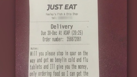 Woman asks for delivery man to pick up meds