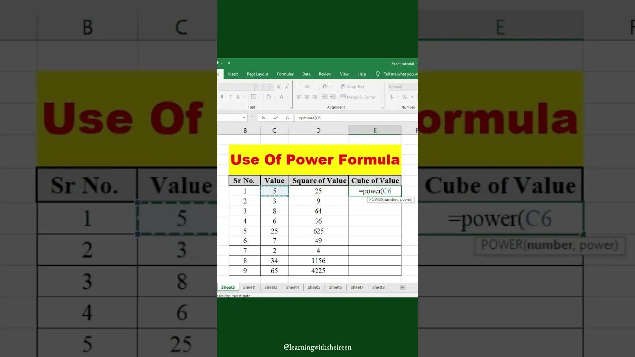 Power Formulas in Excel