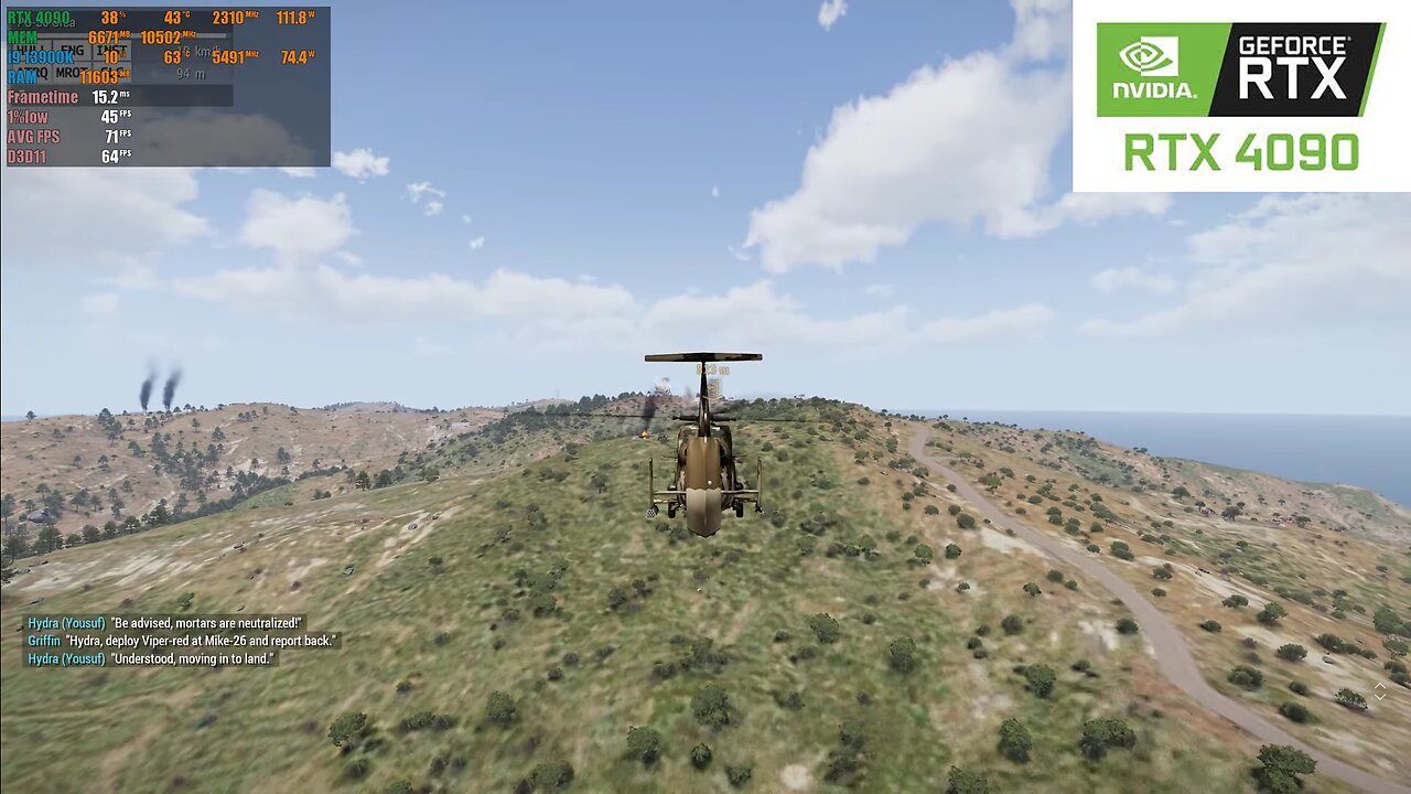 Arma 3 : RTX 4090 24GB + i9 13900K ( 4K Maximum Settings )