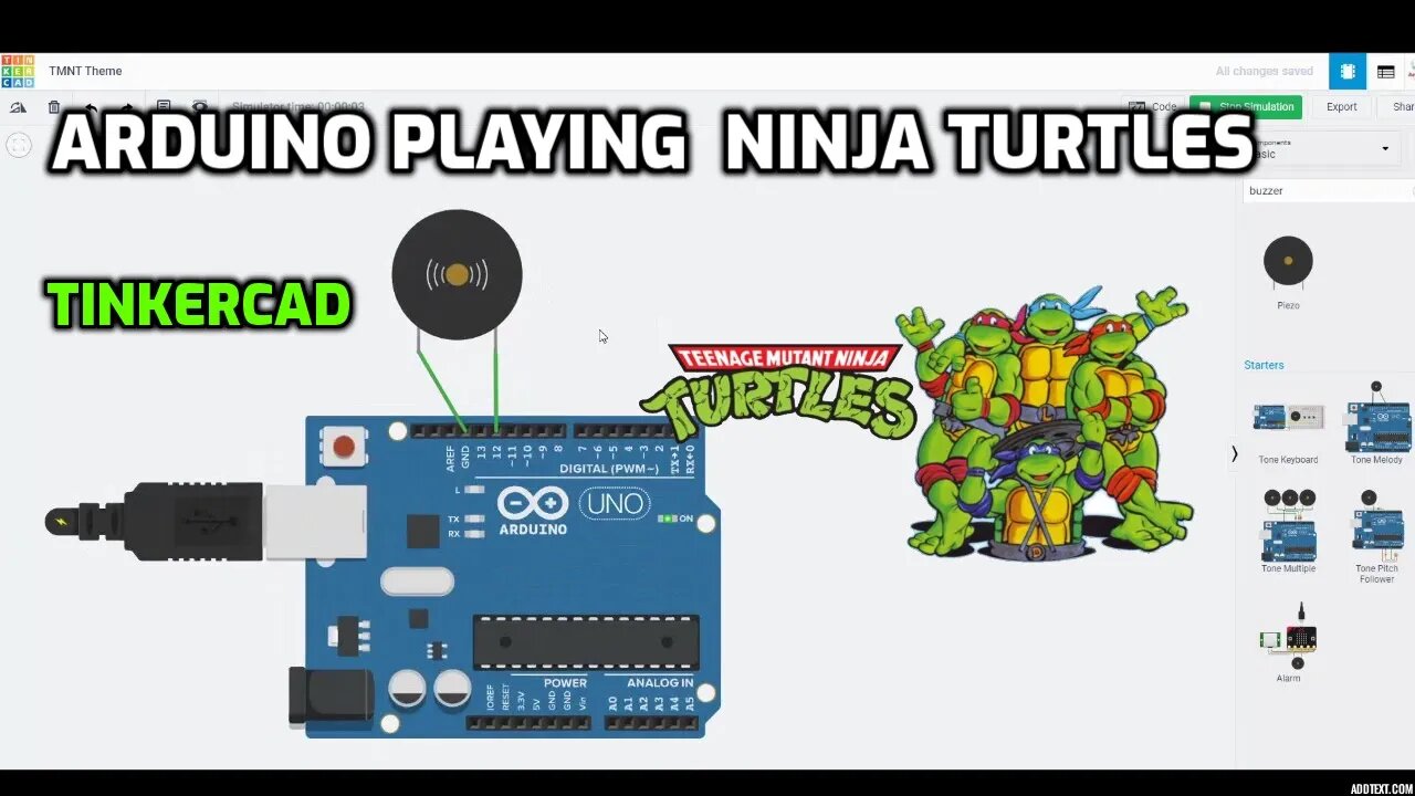 Arduino Playing TMNT Ninja Turtles Theme on Tinkercad