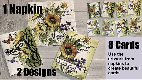 1 Napkin, 2 Designs, Makes 8 Cards