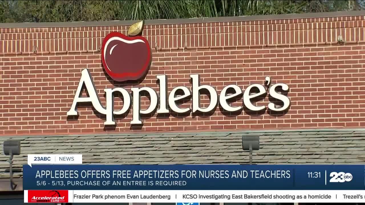 Applebees offers free appetizers for nurses and teachers