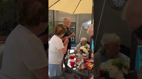 Star Spangled Banner At A Senior Center