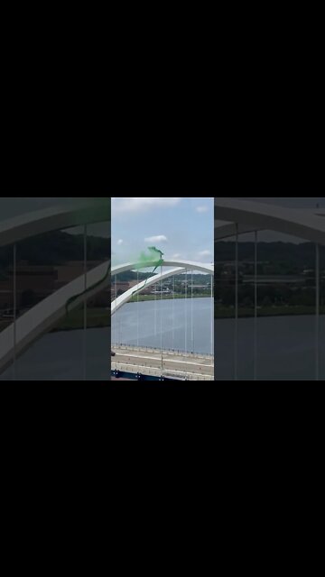 PRO ABORTION PROTESTER ON TOP OF WA DC BRIDGE