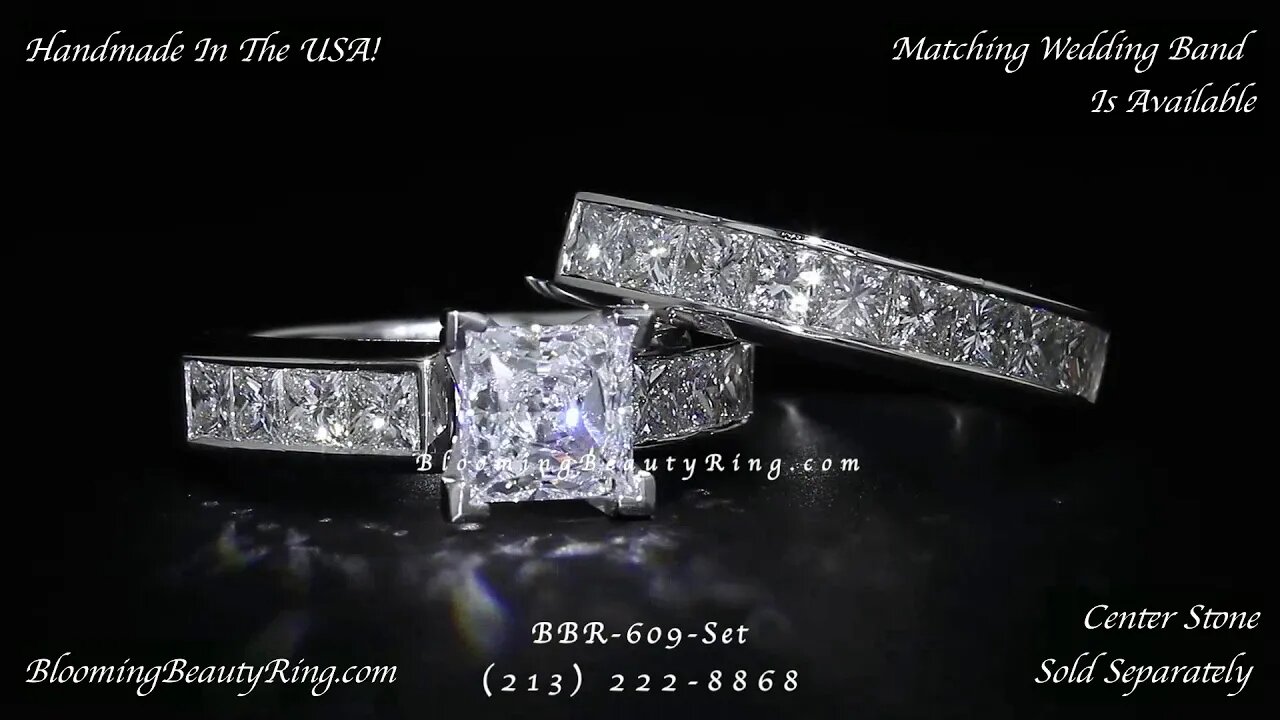 BBR-609Set Engagement Ring And Matching Wedding Band By BloomingBeautyRing.com