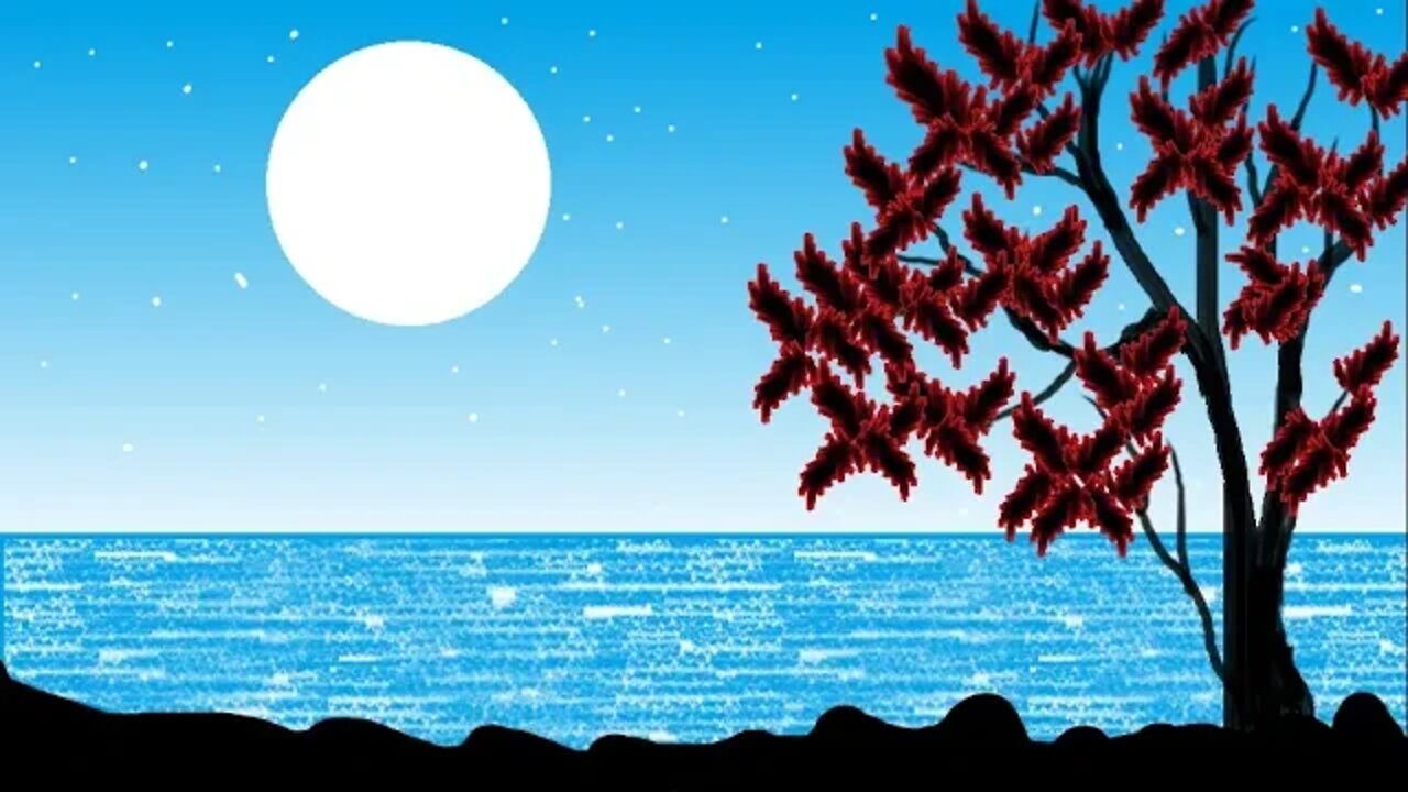 How to Draw Beautiful Scenery Step by Step with MS Paint | How to Draw Easy Scenery in MS Paint