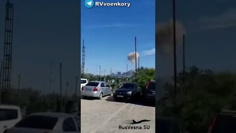 The moment of powerful explosions at the Saki military airfield in Crimea