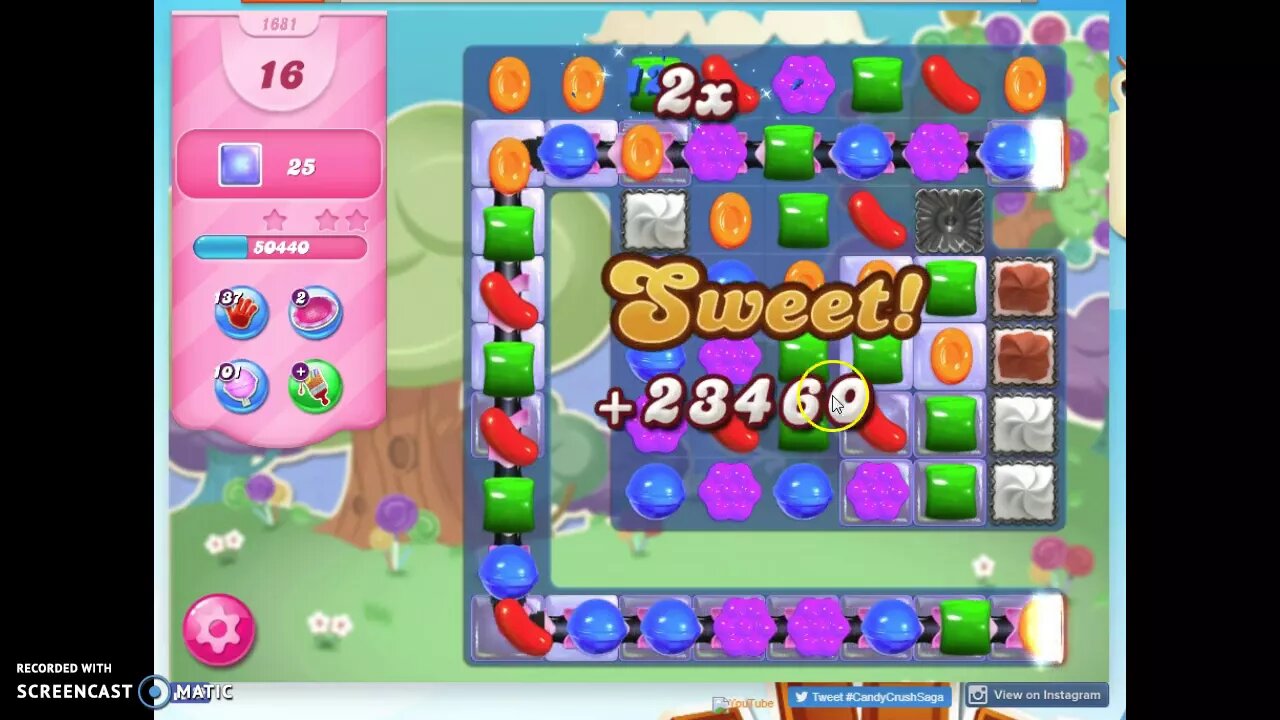 Candy Crush Level 1681 Audio Talkthrough, 2 Stars 0 Boosters